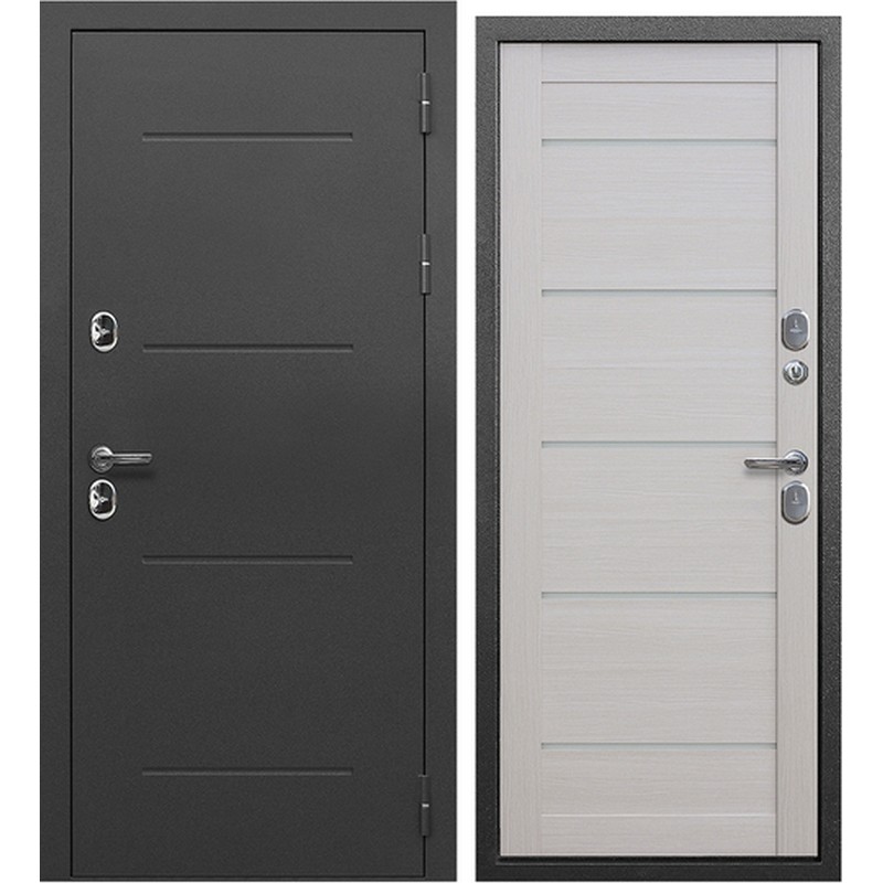 Дверь метал. ISOTERMA серебро метал/МДФ Лиственница беж Царга 2050*860 правая