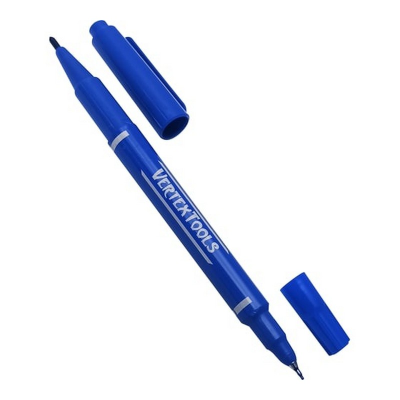 Маркер строительный синий двухсторонний тонкий Vertextools 00010-03
