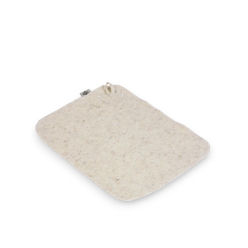 Коврик сидушка для бани и сауны «Классический» 44×34см шерсть 100%, белый