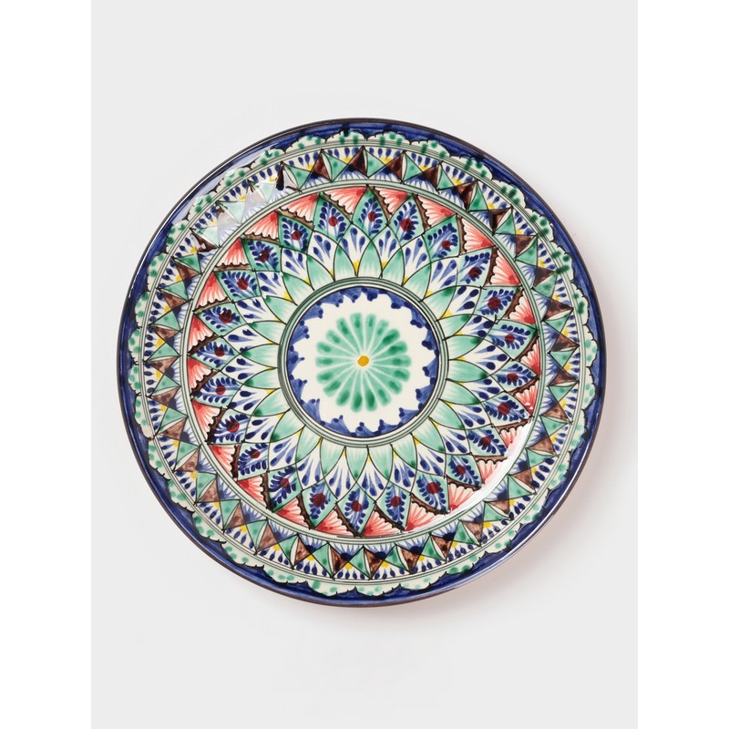 Ляган узбекский Риштанская Керамика «Узоры» d=25см синий