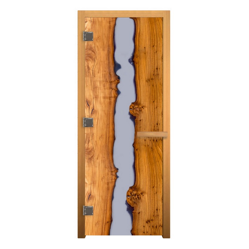 Дверь стеклянная ДЕКОР "СЛЭБ" ЛЮКС 190х70 (8мм, 3 петли 710 CR) (ОСИНА)