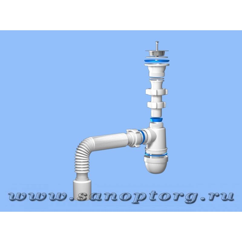 Сифон для мойки АНИ грот 1.1/2*40 с гибкой трубой 40*50 А0110