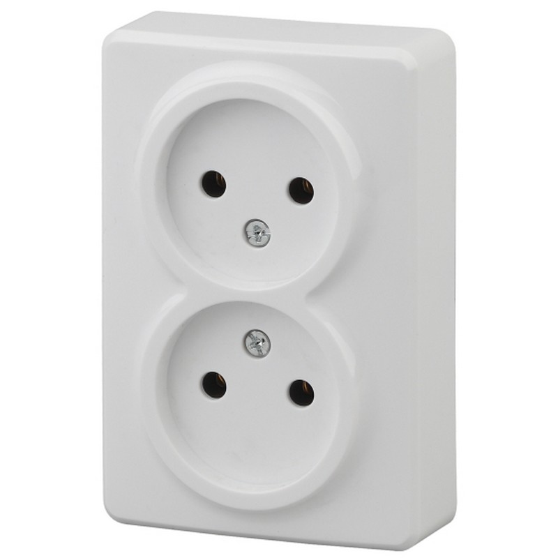 Розетка о/у 2-мест. б/заз. белая 16АХ-250В Эра Эксперт 11-2202-01