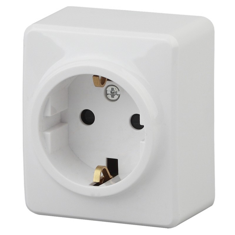 Розетка о/у 1-мест. с заз. белая 16АХ-250В Эра Эксперт 11-2203-01