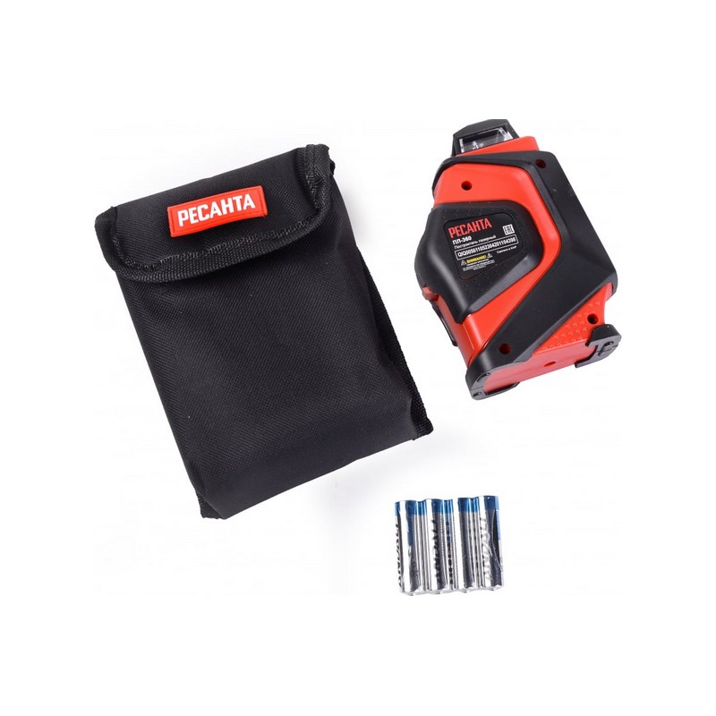 Построитель лазерный Ресанта ПЛ-360 Green, зеленый, 20м ±1мм/5м гориз. и верт. плоскость, 1/4”  4хAA