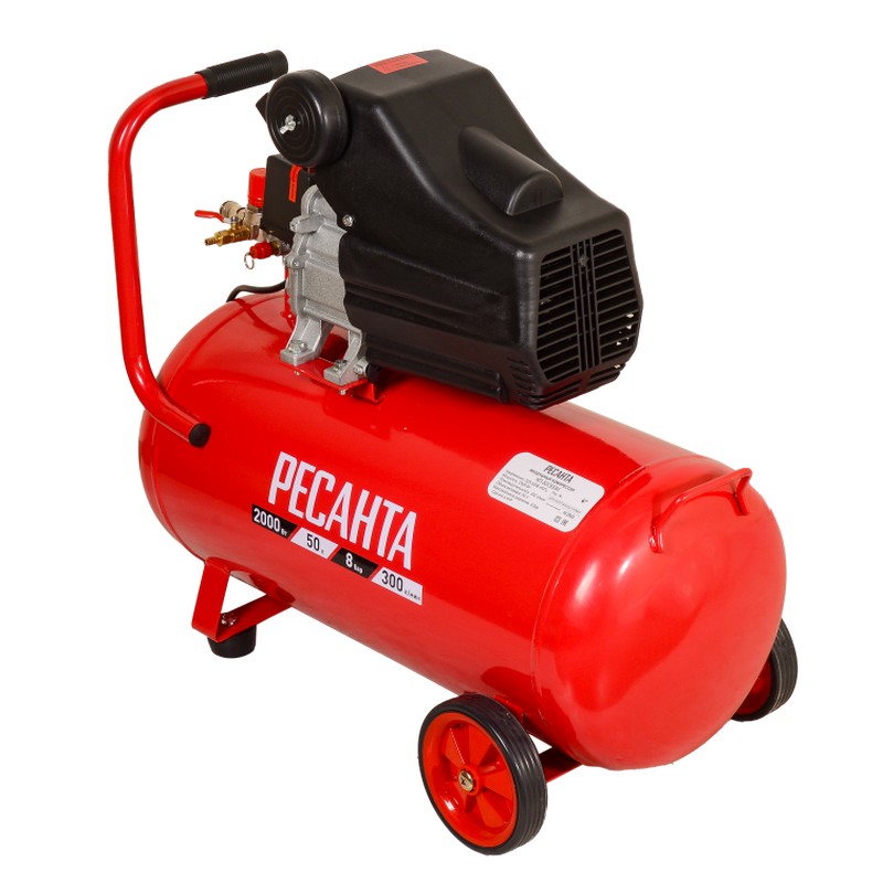 Компрессор КП-50/300М Ресанта, 2000вт 50л 300л/мин