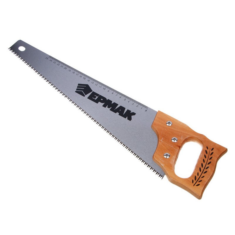Ножовка по дереву 450мм 7-8 ТРI каленый зуб, линейка, дерев.рукоятка ЕРМАК 255-222