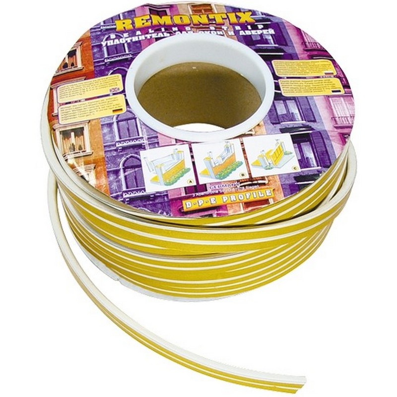 Уплотнитель самокл. D-профиль 9х8мм Белый (100)