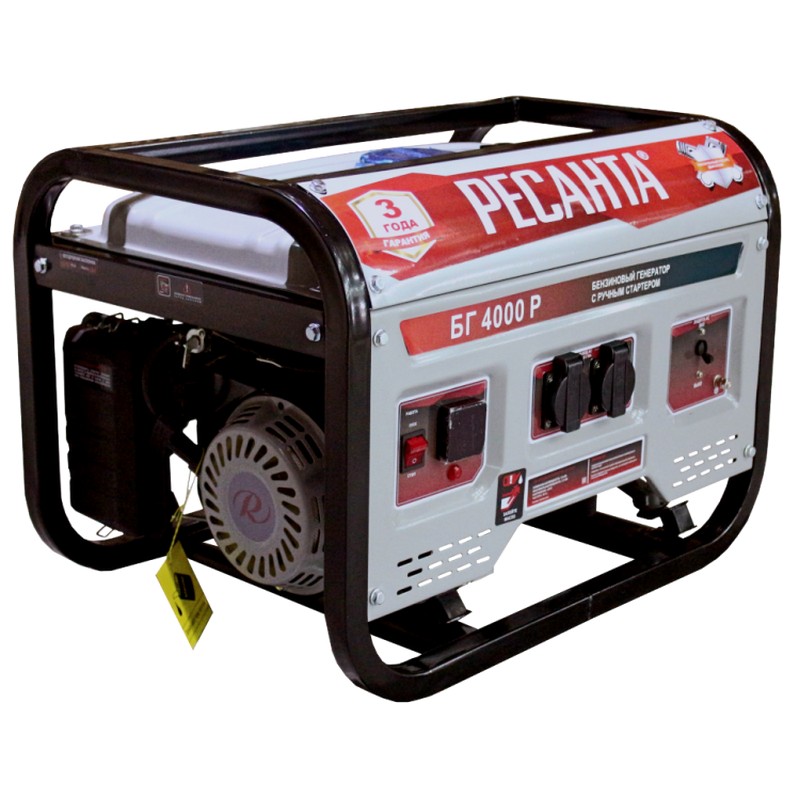 Генератор бензин. РЕСАНТА БГ 4000 Р, 3000вт