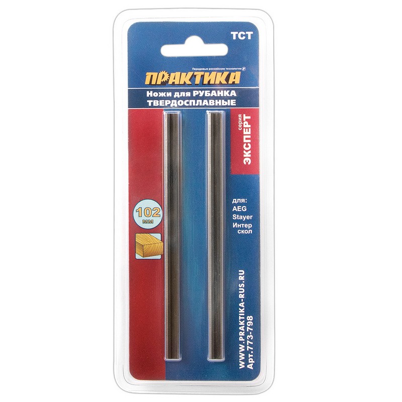 Нож для рубанка 102х5,5мм (2шт) твердосплавный ПРАКТИКА 773-798