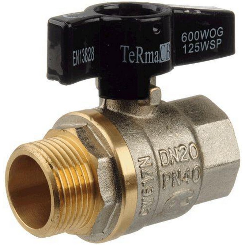 Кран шаровый 1/2 в/н бант черный Терма СВ