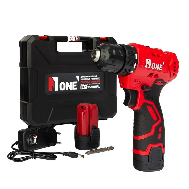 Дрель-шуруповерт акк. бесщет. NUMBER ONE CD12/1.5-PRO-BR, 12в 2х1,5Ач Li-ion 35Нм 2-скор. фикс.шпинд