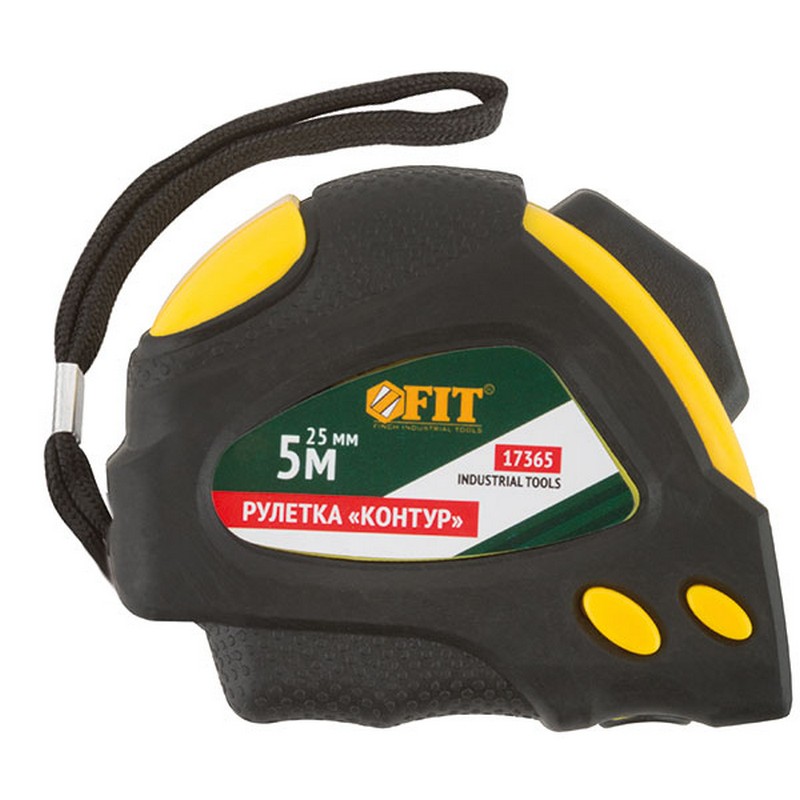 Рулетка 5м 25мм прорезин.корпус, автостоп FIT Контур 17365