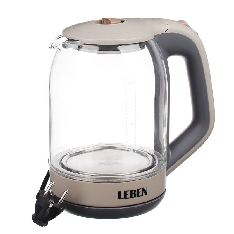 Чайник электрический 1,7л 1850вт стеклянная колба LEBEN 291-086