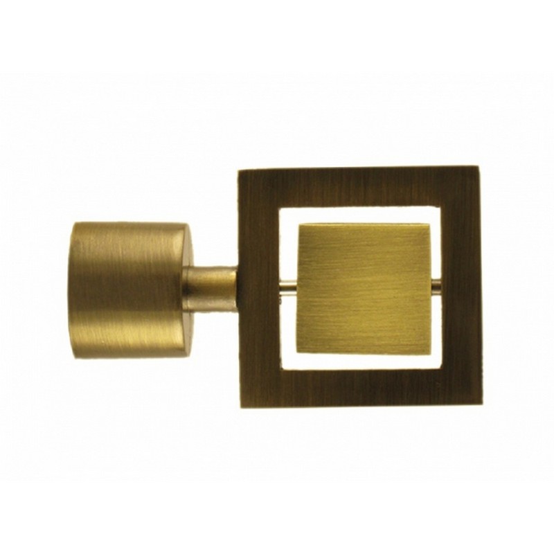 Наконечник ДВОЙНОЙ КВАДРАТ (2шт) к карнизу КОВКА ЛЮКС  (бронза) 16мм