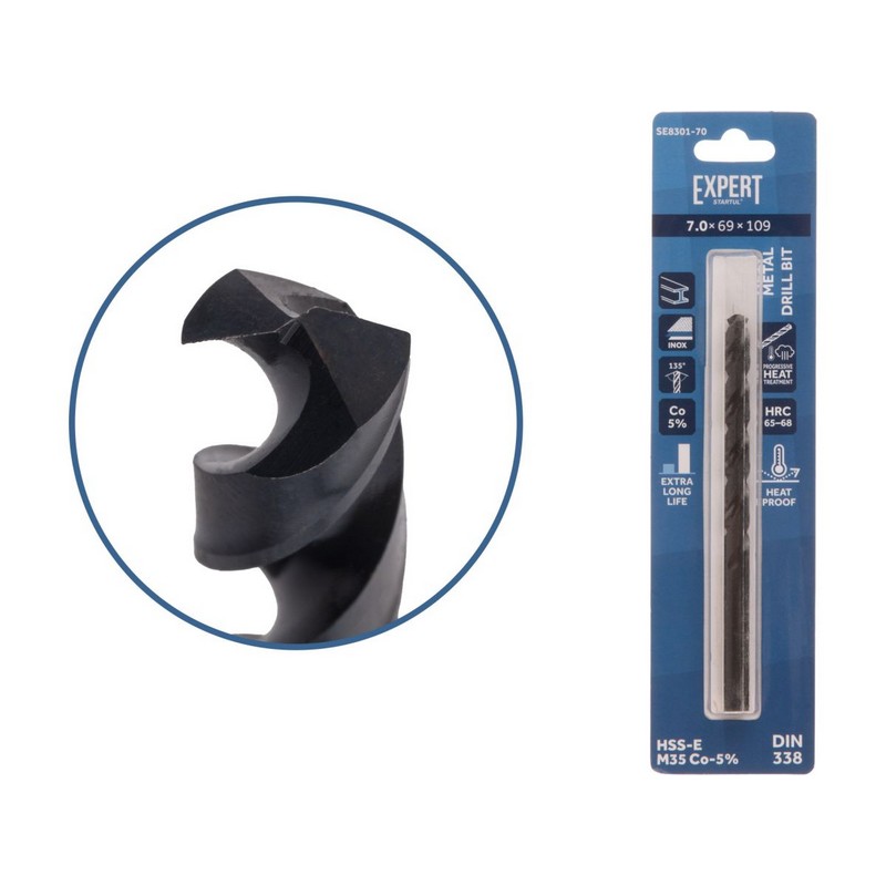 Сверло по металлу 7,0х109мм HSS-Co 5% STARTUL Black EXPERT SE8301-70