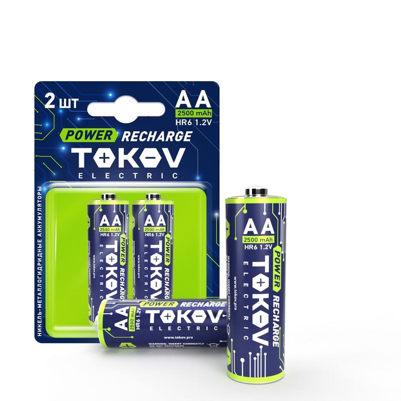Аккумулятор AA/HR6 2500мА.ч (2шт) TOKOV ELECTRIC TKE-NMA-HR6/B2