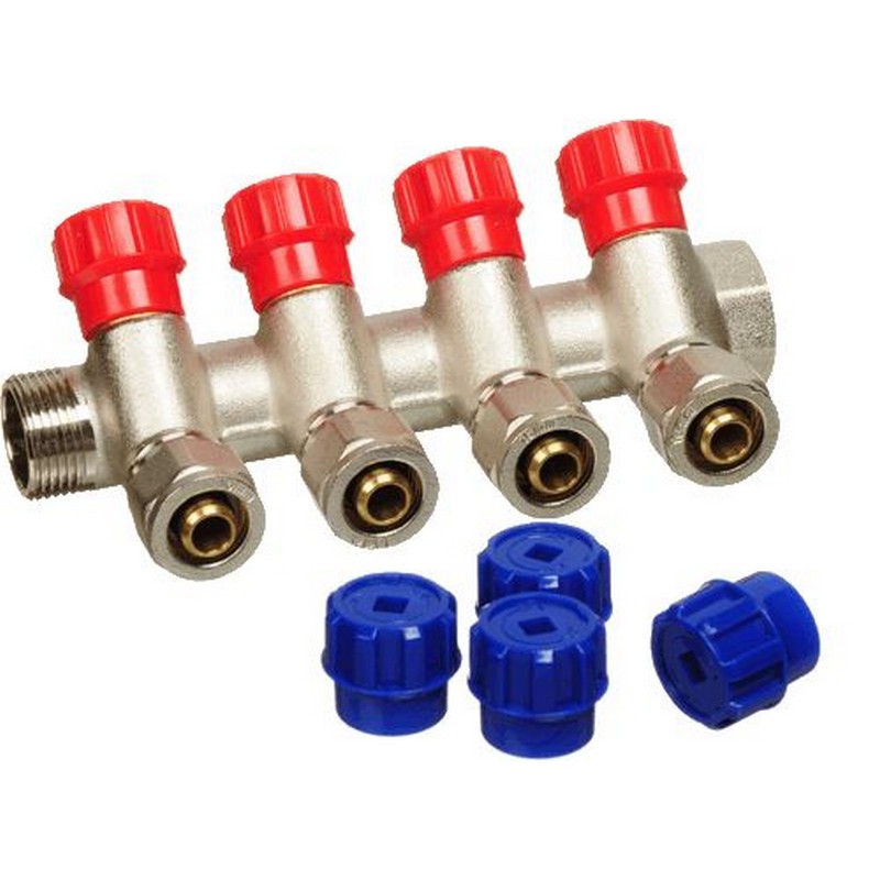 Коллектор с выходами евроконус на 16мм (1/2") 3/4" в/н с 4-мя выходами TRm 14032