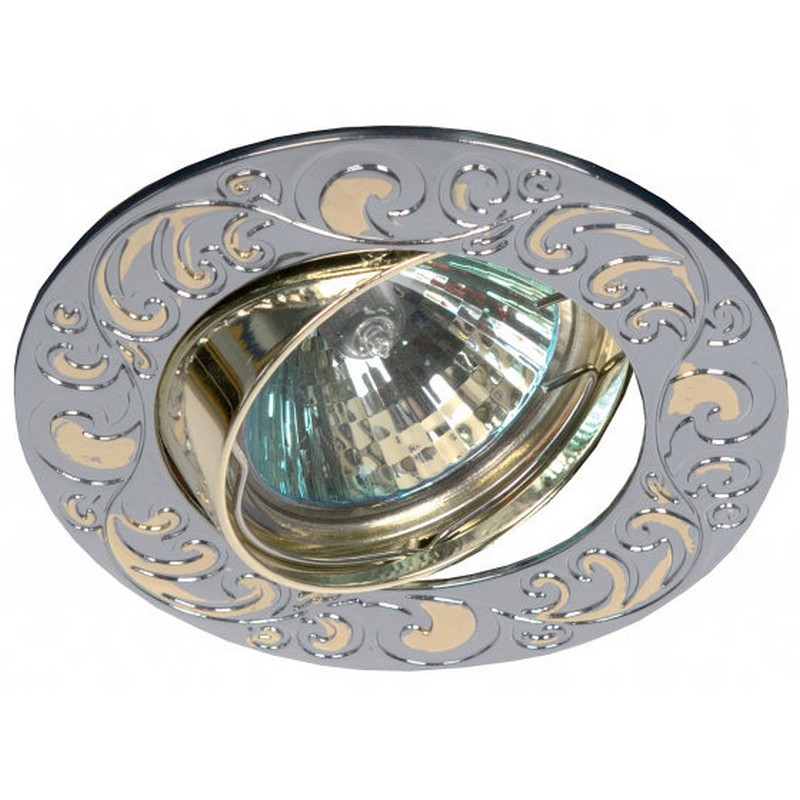 св-к встр. ЭРА KL26А CH/G поворотный "лианы 1" d90 MR16 GU5.3 50вт хром/золото