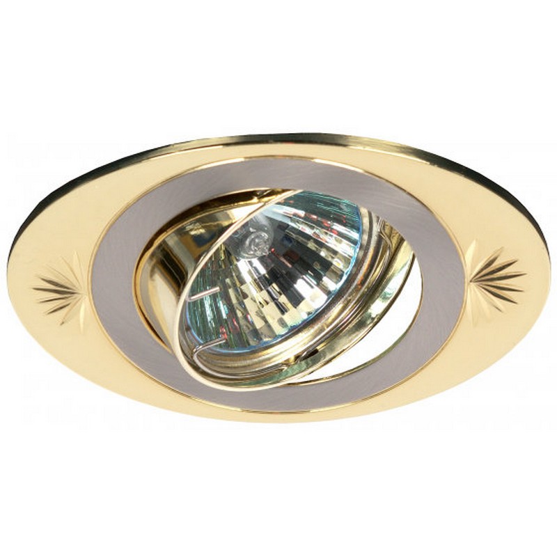 св-к встр. ЭРА KL21А SN/G поворотный "глаз" 107x81 MR16 GU5.3 50вт сатин никель/золото