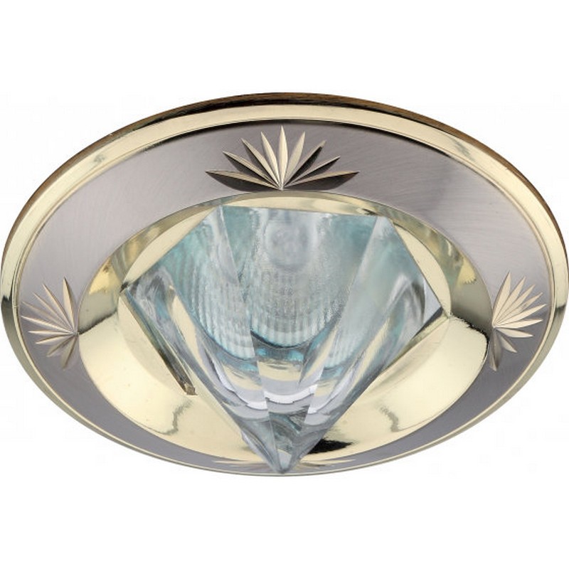 св-к встр. ЭРА KL25 SN/G "острый кристалл" d82 MR16 GU5.3 50вт сатин никель/золото