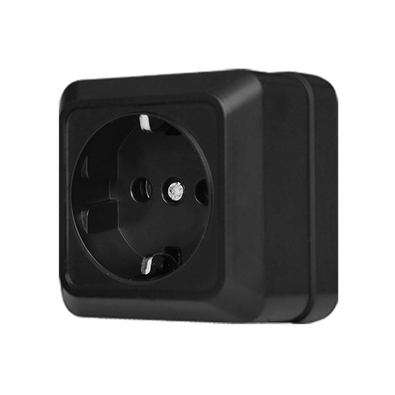 Розетка о/у 1-мест. с заз. Черная 16А IP20 Universal Олимп 2227