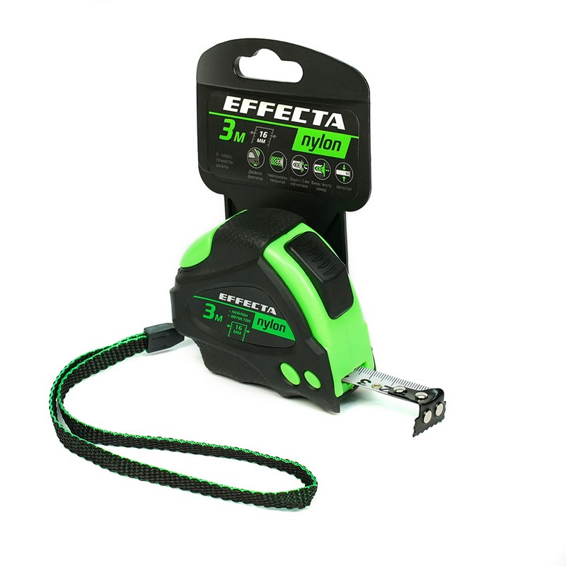 Рулетка 3м 16мм с магнитом и автостопом EFFECTA Nylon
