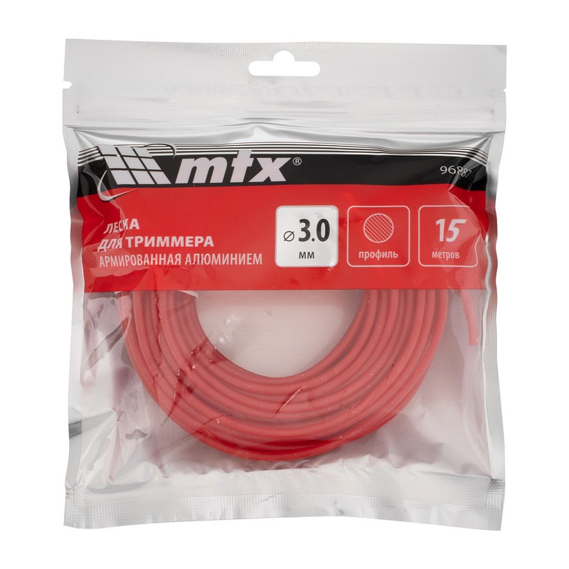 Леска для триммера 3мм 15м круглая армир.алюминием MTX 96887