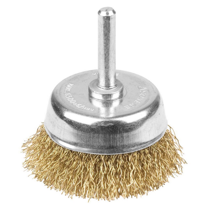 Кордщетка для дрели чашеобразная 75мм латунированная КРАТОН 11101008