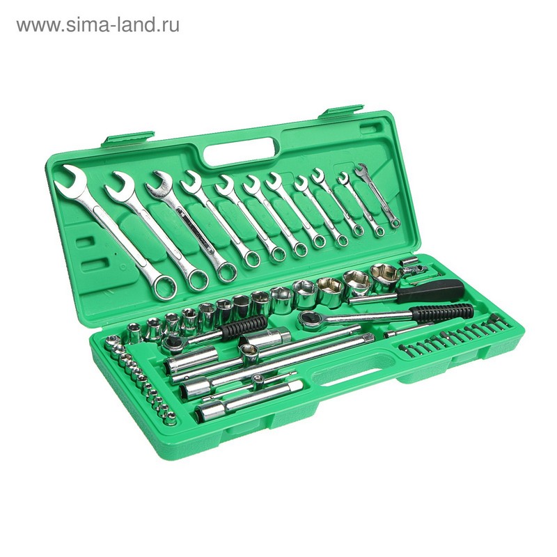 Набор инструментов 63 предм. в кейсе 1/2", 1/4" ТУНДРА 881867