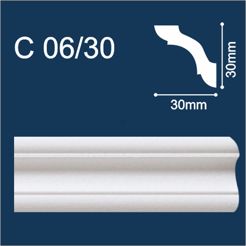 Плинтус потолочный белый С06/30