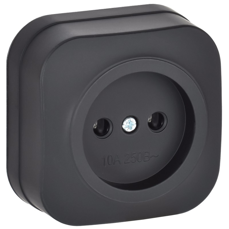 Розетка о/у 1-мест. без заз. Черный 10А GLORY РС20-2-ХЧм IEK ERH10-K02M-10