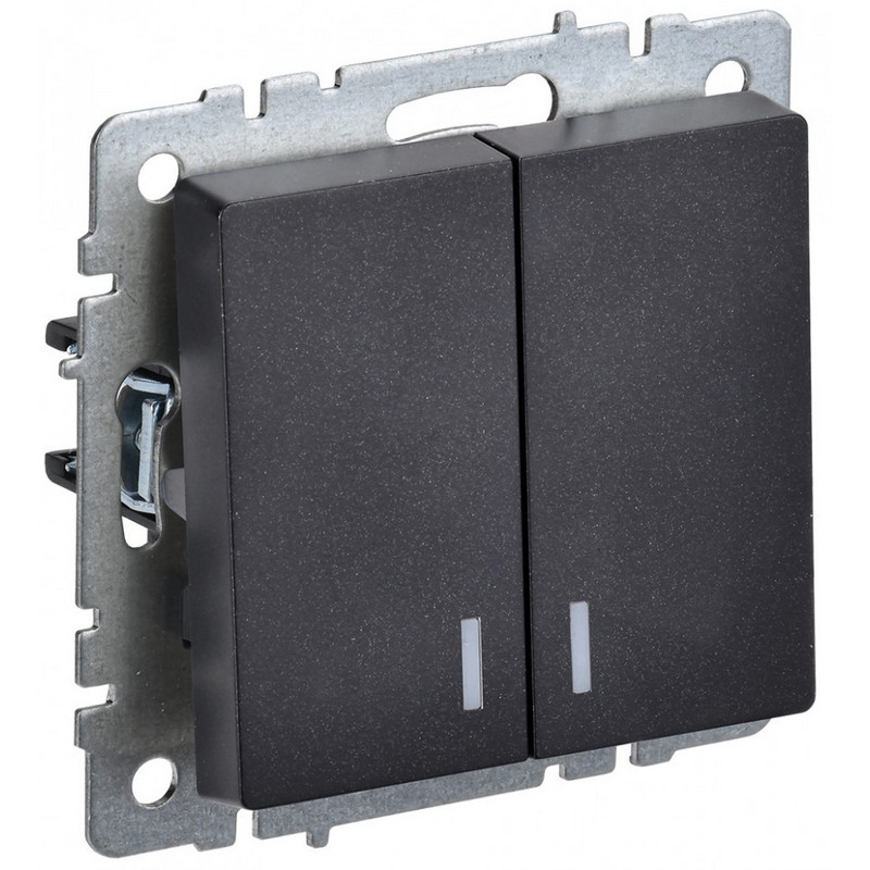 Выключатель без рамки с/у 2-кл. с индик. черный 10А IEK BRITE ВС10-2-1-БрЧ