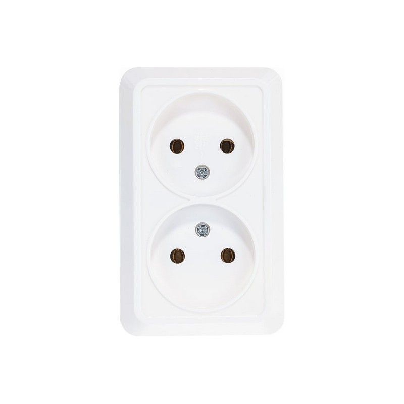 Розетка о/у 2-мест. б/заз. белая 10А IP20 UNIVersal Олимп О0102