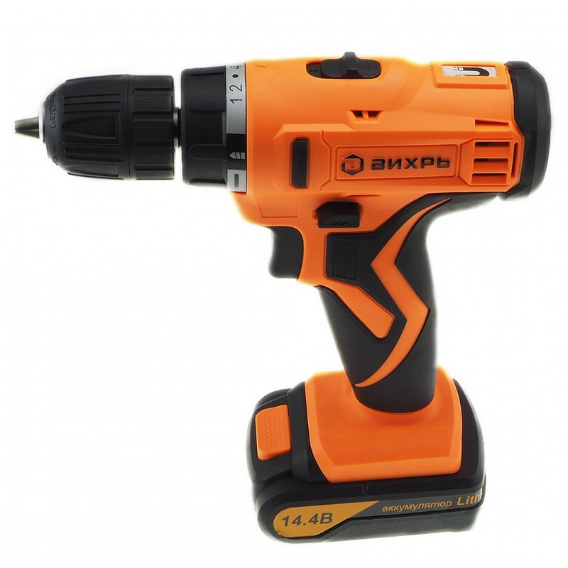Дрель-шуруповерт акк. ВИХРЬ ДА-14,4Л-2К, 14,4в 2х2,0Ач Li-Ion 26Нм 2-скор. БЗП10мм 2кг кейс