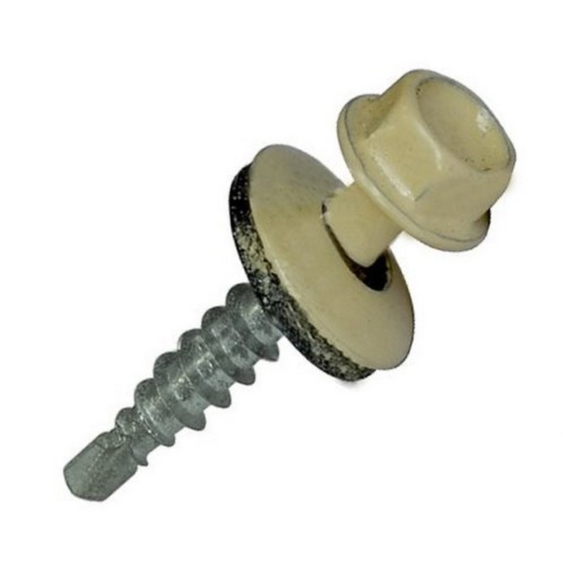 Саморезы кровельные с буром 5,5х19 слоновая кость RAL 1014