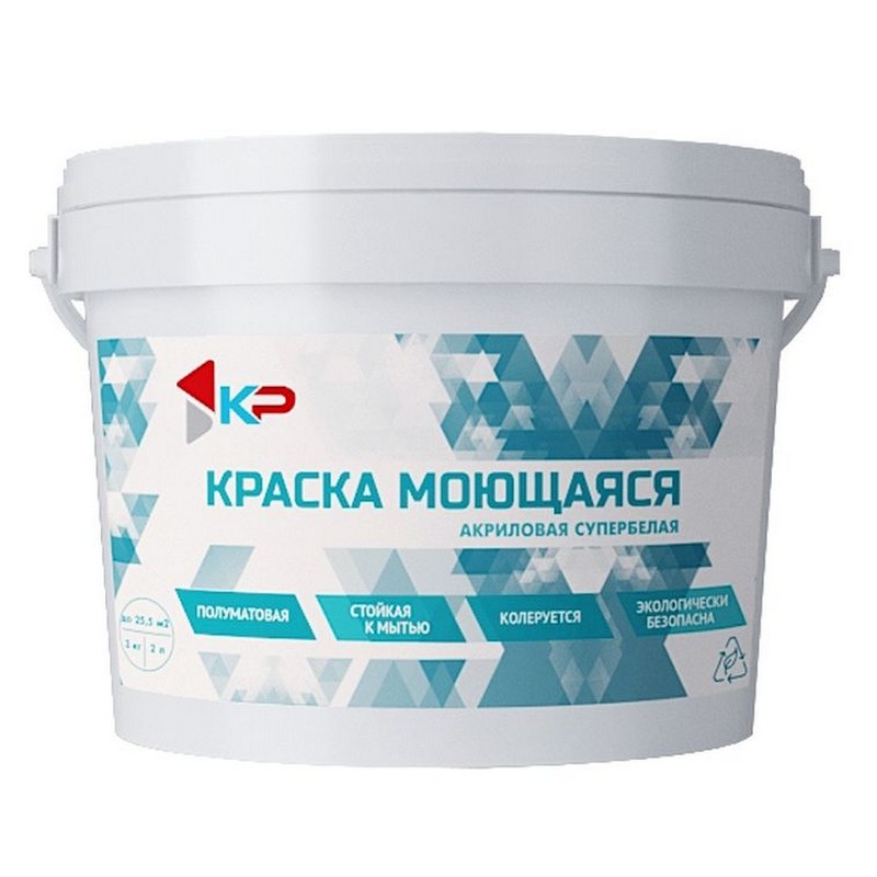 Краска акриловая супербелая моющаяся КР, 7 кг