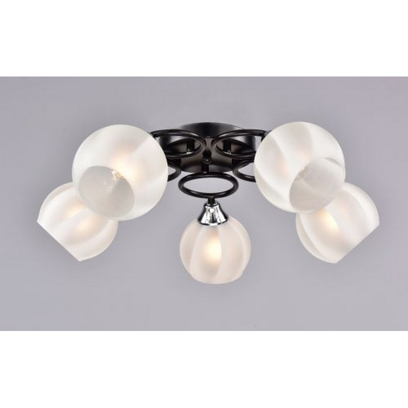 Светильник РС20933 BK/5C "Орион"  (металл,стекло,5*Е27) 