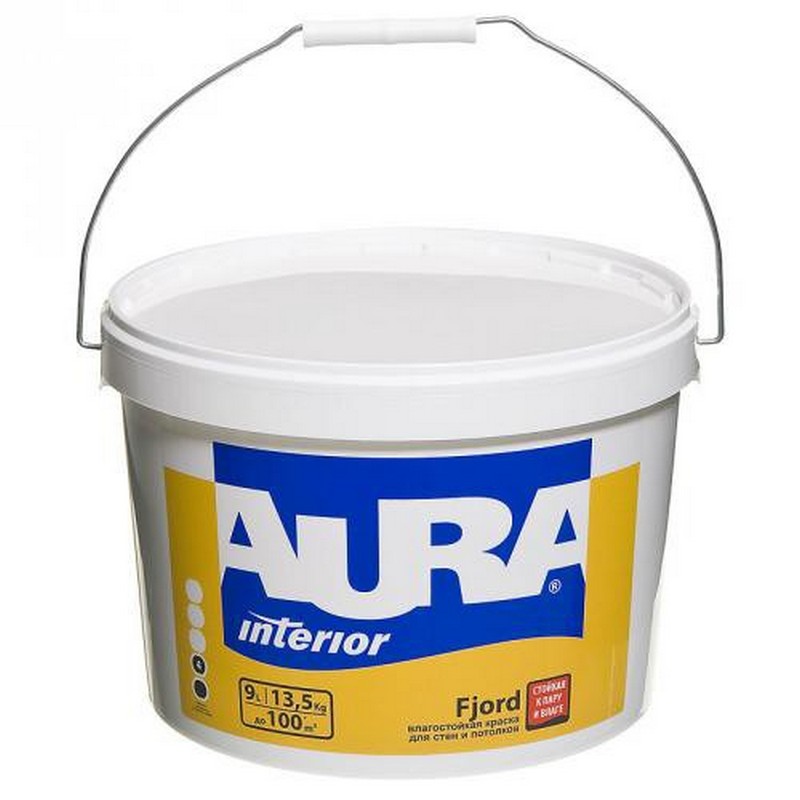 Краска для стен и потолков влагостойкая AURA FJORD 9л 