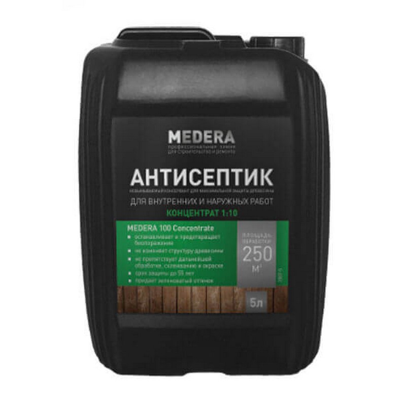 Антисептик усиленный MEDERA 100 для наружных работ концентрат 1:9 5 л.