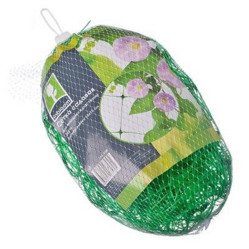 Сетка садовая для вьющихся растений 2х5м, пластик, зеленая, размер ячейки 15х15см