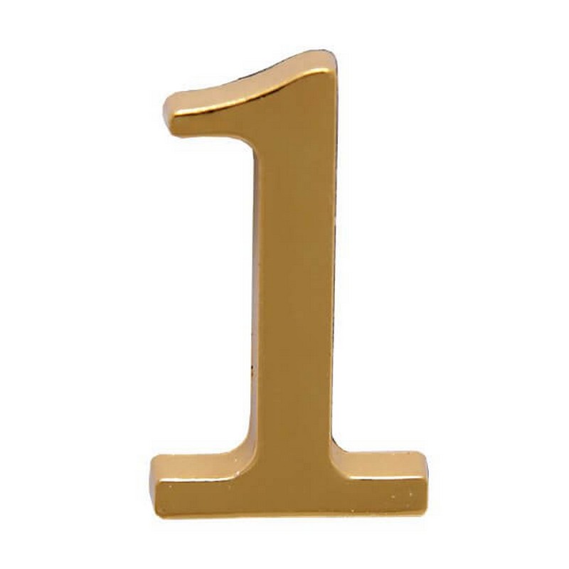 Цифра дверная металл "1" (золото) клеевая основа
