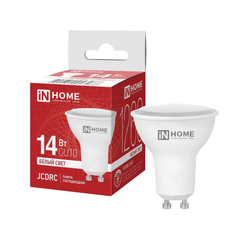 Лампа LED MR16 GU10 220в 14вт 4000К 1260лм IN HOME LED-JCDRC-VC