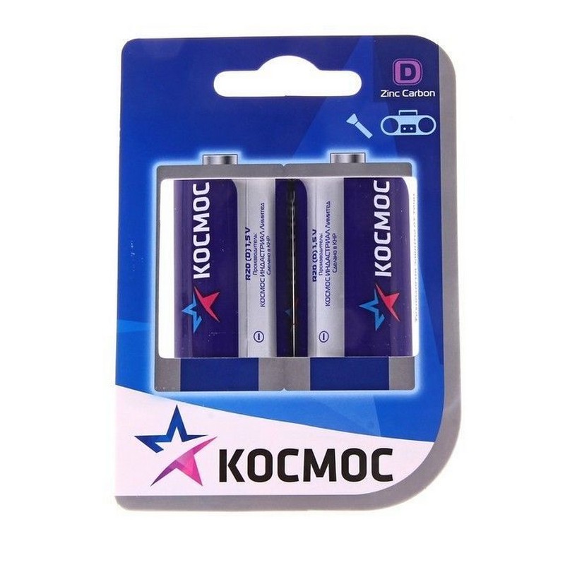 Элемент питания Космос R20 (D) солев. 2шт