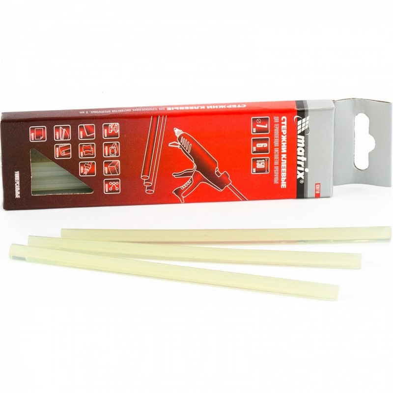 Стержни клеевые 7х150мм (6шт) прозрачные Matrix 930710