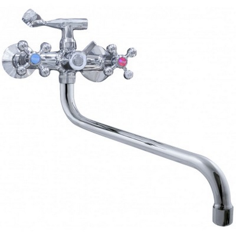 P2761 Смеситель для ванны двуручный с длинным изливом с шар.перекл.