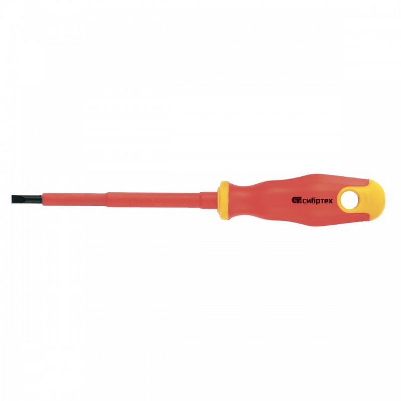 Отвертка диэлектрическая SL4х100мм до1000в CrV двухкомп.рукоят. СИБРТЕХ 12932