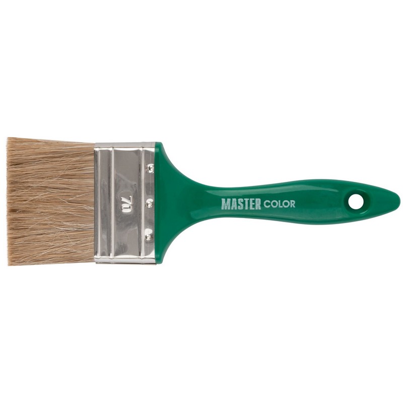 Кисть флейцевая, толщ. 11 мм, 70% ПЭT/30% натур. щетина, нерж.обжим, пласт.ручка, ширина 70 мм