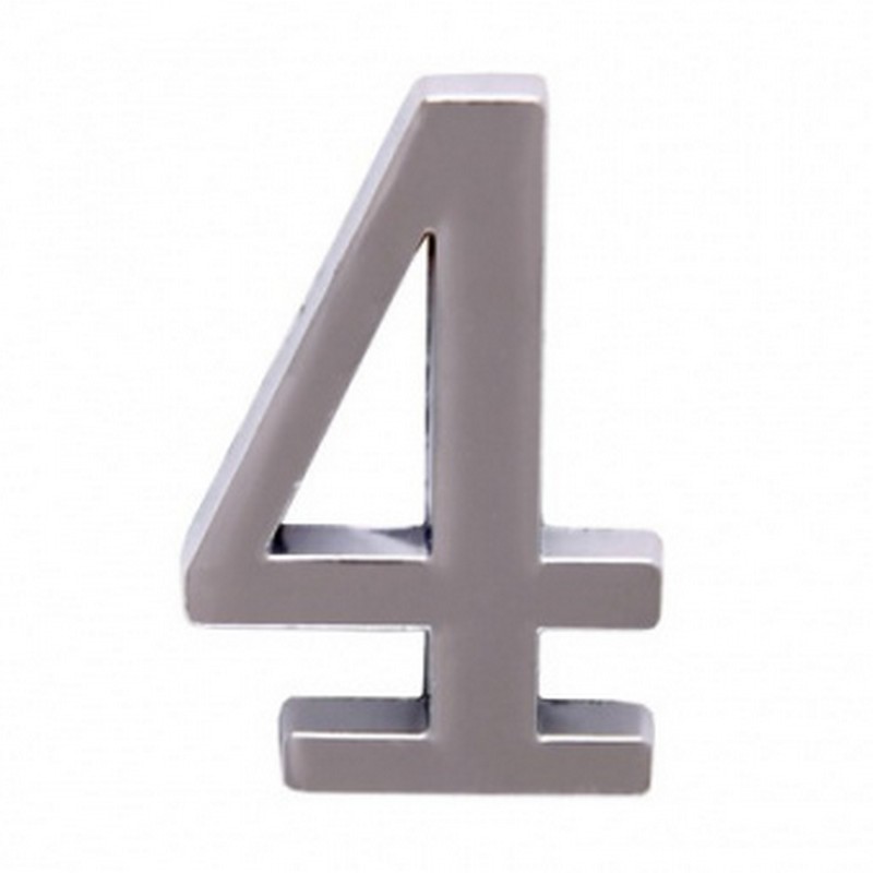 Цифра дверная металл "4" (хром) клеевая основа
