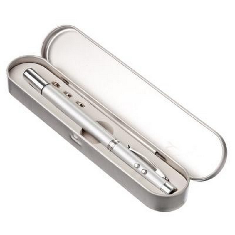 Ручка-указка выдвижная 1-LED+лазер 3xAG3 метал.пенал ЧИНГИСХАН 328-037